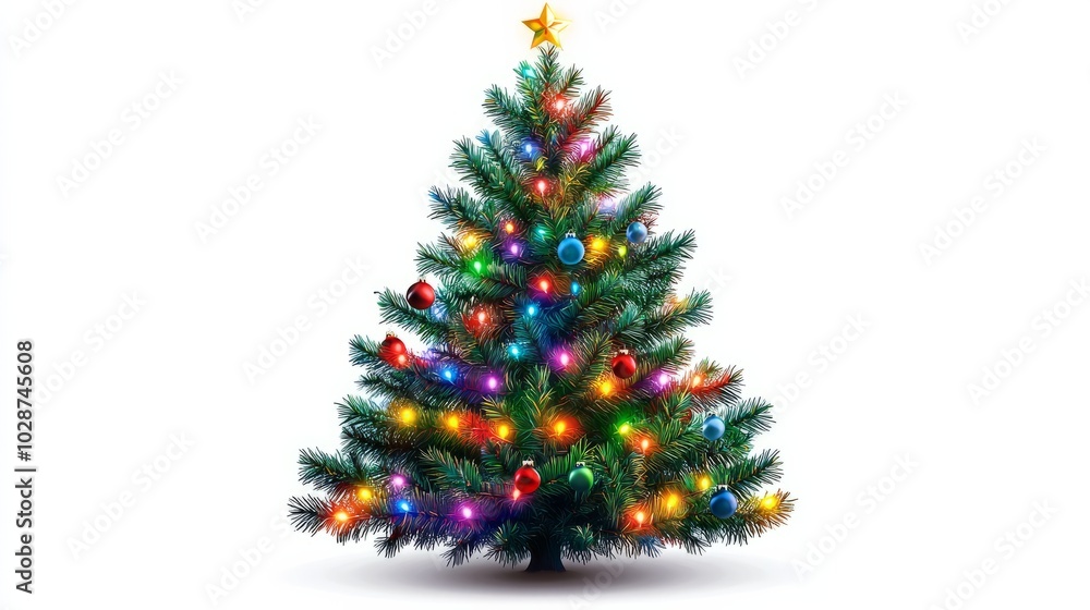 christmas tree with lights and ornaments. christmas tree with lights and ornaments.