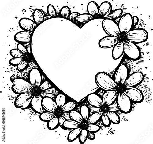 Heart flowers and love Copy space for tex Vector image