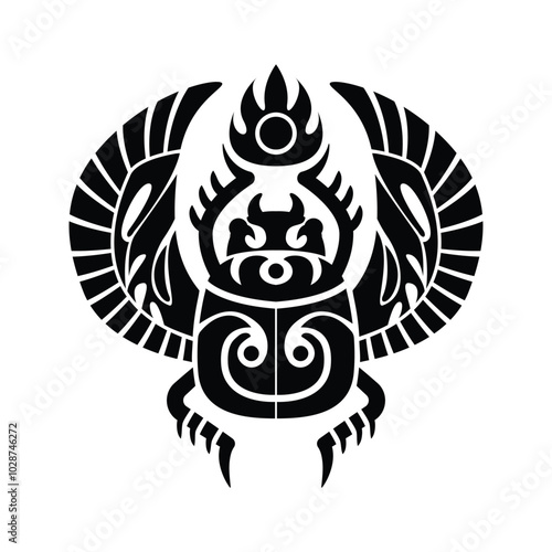 isolate ornate Egypt scarab tattoo design  