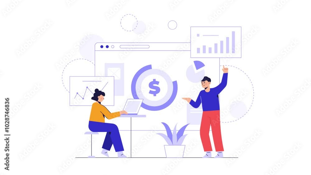 Animation of people are working hard to grow the business Animation of people are working hard to grow the business