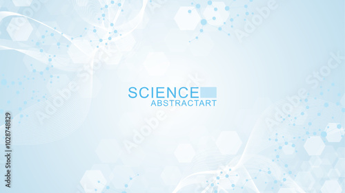 Health care abstract background with hexagons, lines and dots. Medical innovation banner template concept. Biology and pharmaceutical technology background. Vector illustration.