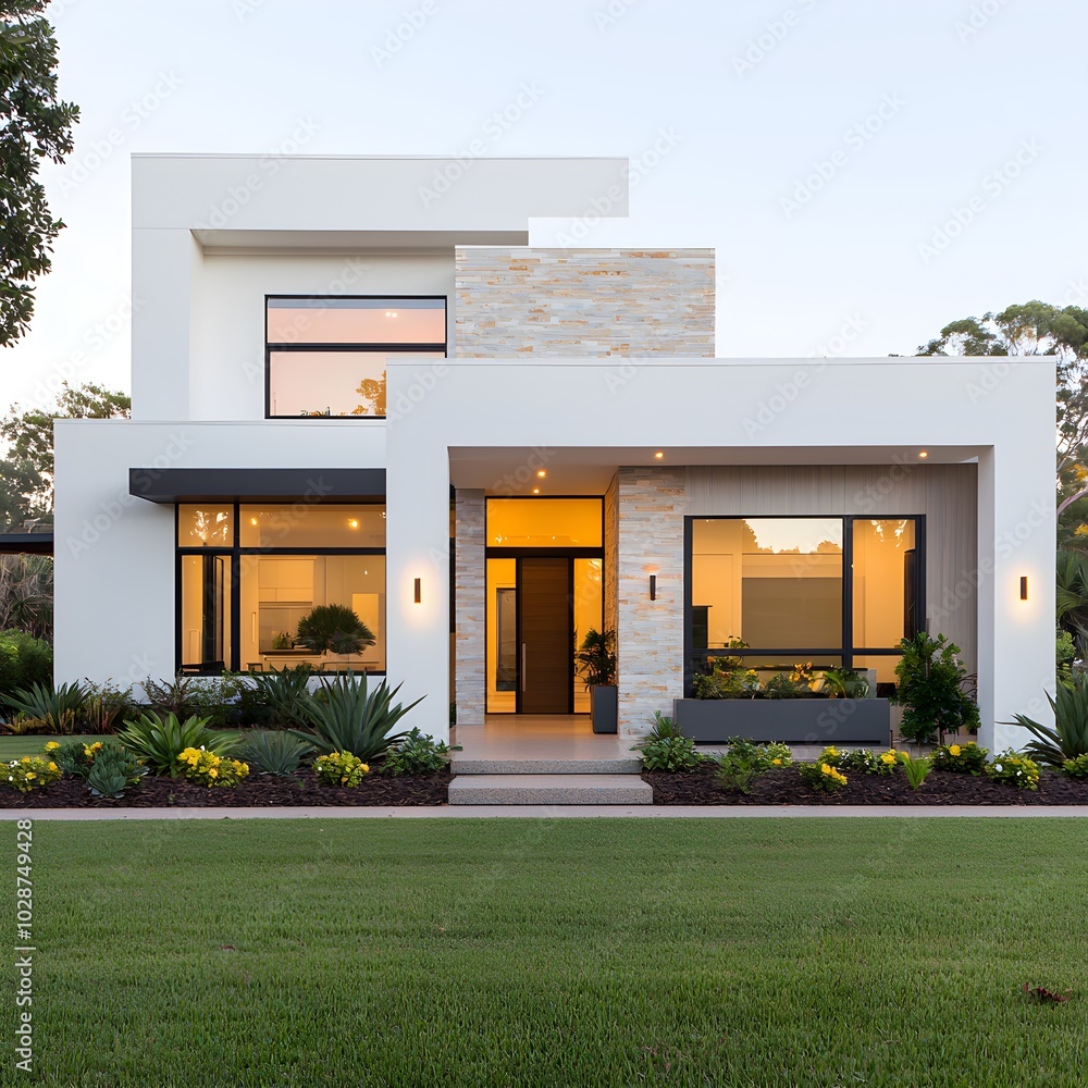 Modern architectural design of a sleek residential home Modern architectural design of a sleek residential home