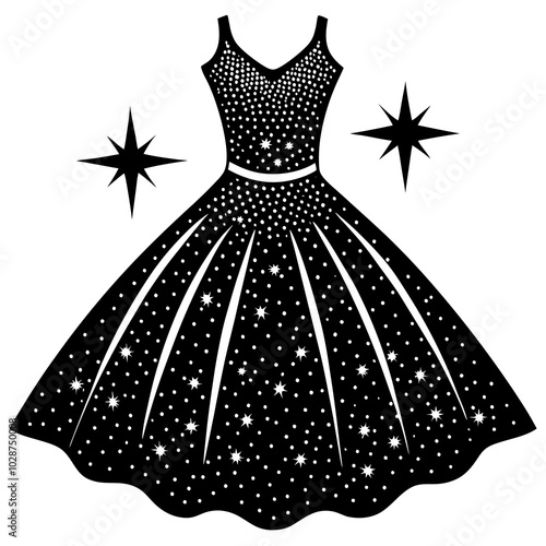 illustration of a  glitter dress