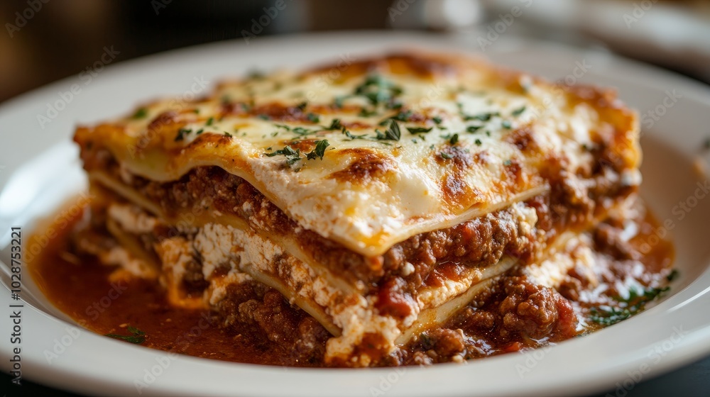 Traditional Italian lasagna with a silky white sauce and a flavorful meat sauce Traditional Italian lasagna with a silky white sauce and a flavorful meat sauce