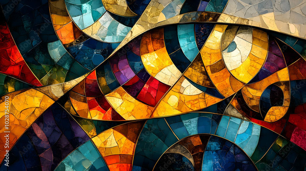 Fototapeta premium Abstract Mosaic Art with Vibrant Colors and Bold Shapes