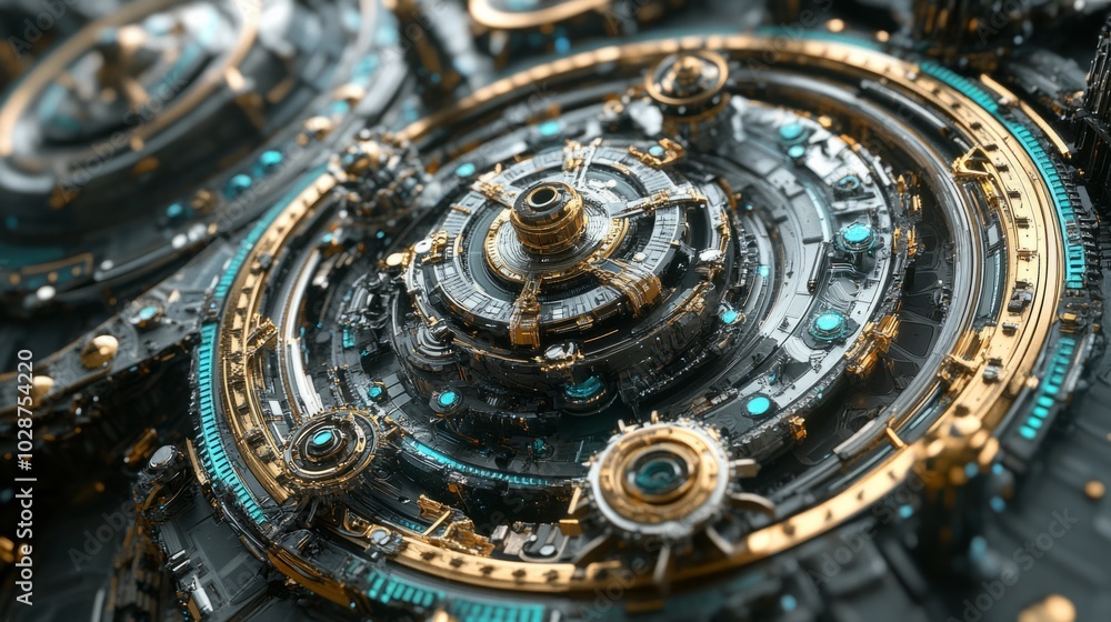 Fototapeta premium mechanism of a futuristic clock