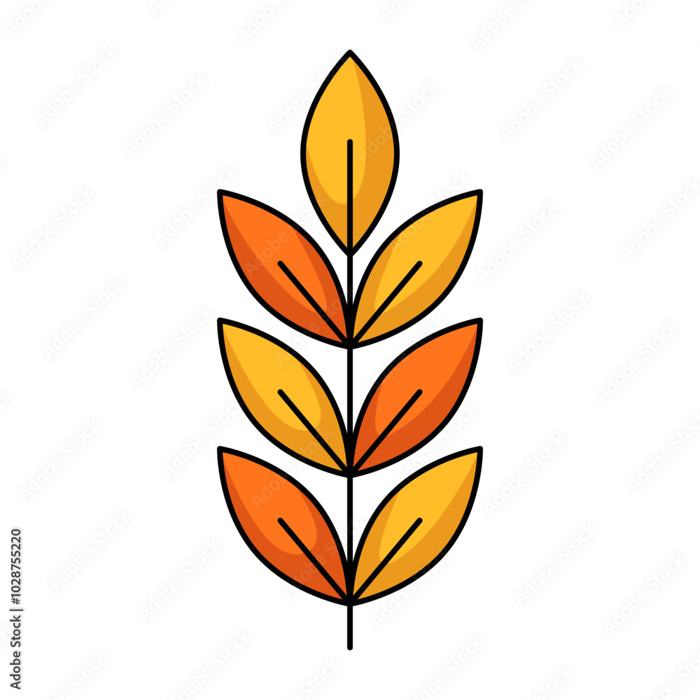 Autumn red yellow leaf. Fall seasonal concept. Vector flat simple element, color illustration. For logo, sticker, print, web design, scrapbooking Autumn red yellow leaf. Fall seasonal concept. Vector flat simple element, color illustration. For logo, sticker, print, web design, scrapbooking