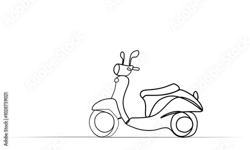 continuous drawing of a moped with one line. vector