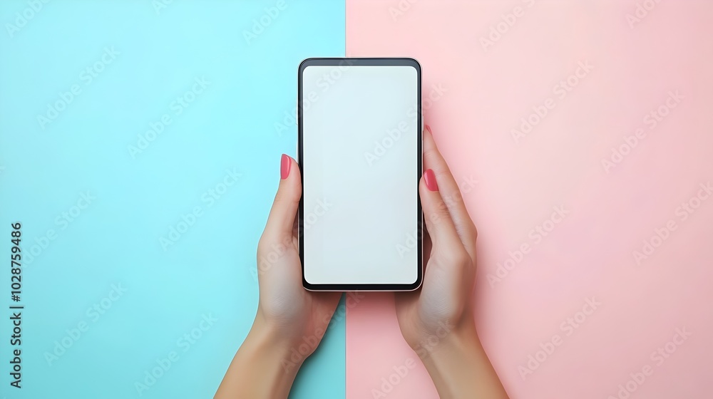 Close up woman holding and showing a mobile phone with blank white screen for copy space, advertisement, app or website, mockup. Gadget with empty free space for mock up template Close up woman holding and showing a mobile phone with blank white screen for copy space, advertisement, app or website, mockup. Gadget with empty free space for mock up template
