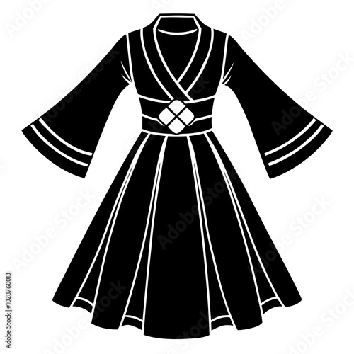 black and white kimono dress