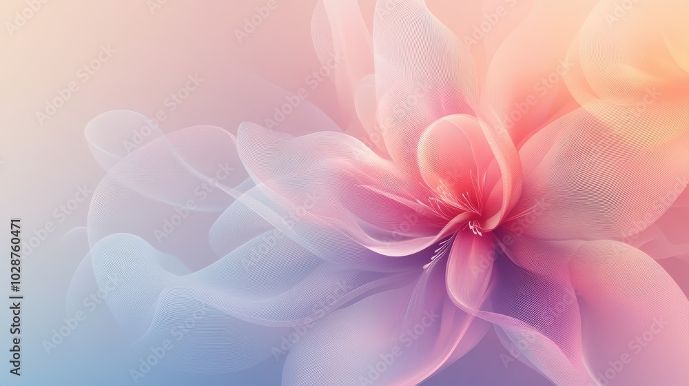 A soft, ethereal abstract flower on a gradient background, creating an artistic touch that leaves ample space for captions or headlines. A soft, ethereal abstract flower on a gradient background, creating an artistic touch that leaves ample space for captions or headlines.