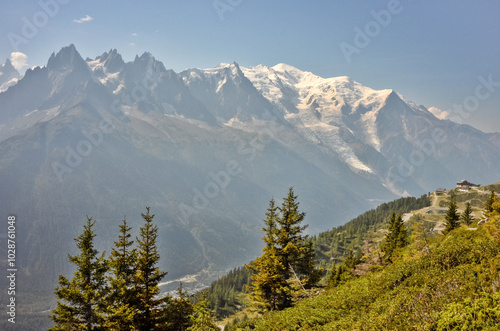 view of the Mont Blanc massif in autumn