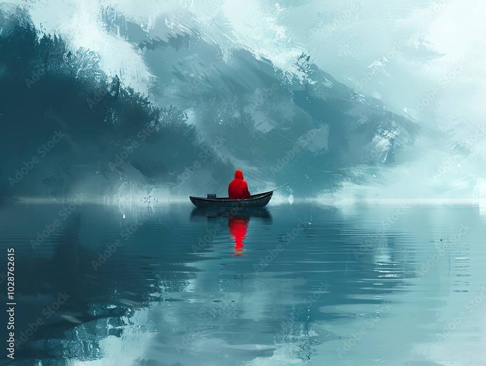 Solitude on a Misty Lake: A Moment of Tranquility Solitude on a Misty Lake: A Moment of Tranquility