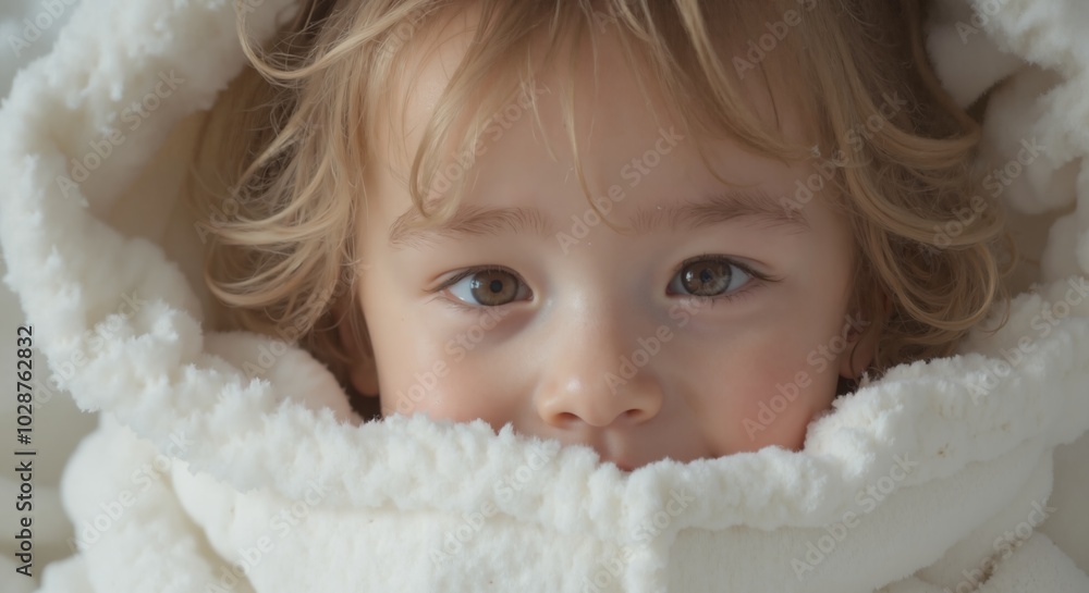 Zoe - Cozy Blonde Toddler Girl in White, Soft Textures Zoe - Cozy Blonde Toddler Girl in White, Soft Textures