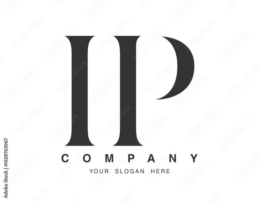 IP logo design. Initial letter i and p serif font style. Creative classic company name typography. Trendy logotype or identity. IP logo design. Initial letter i and p serif font style. Creative classic company name typography. Trendy logotype or identity.