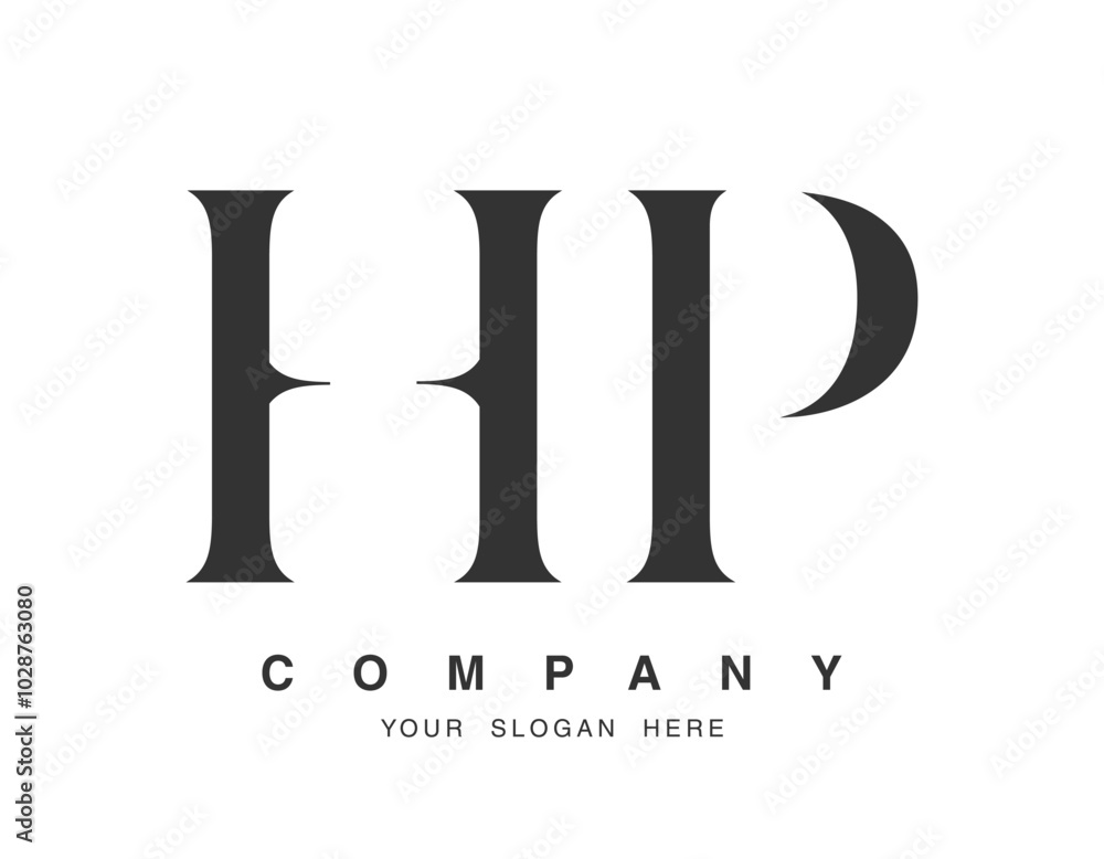 HP logo design. Initial letter h and p serif font style. Creative classic company name typography. Trendy logotype or identity. HP logo design. Initial letter h and p serif font style. Creative classic company name typography. Trendy logotype or identity.
