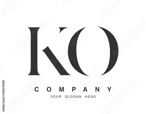KO logo design. Initial letter k and o serif font style. Creative classic company name typography. Trendy logotype or identity.