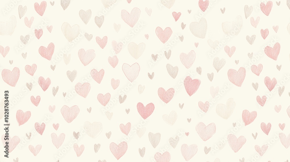 Seamless pattern with watercolor pink hearts on white background. Seamless pattern with watercolor pink hearts on white background.