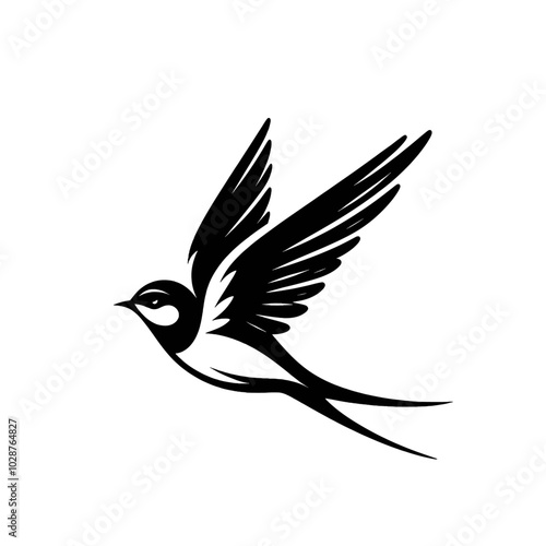 beautiful swallow flying isolated vector illustration