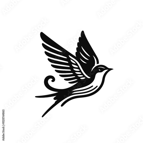 beautiful swallow flying isolated vector illustration