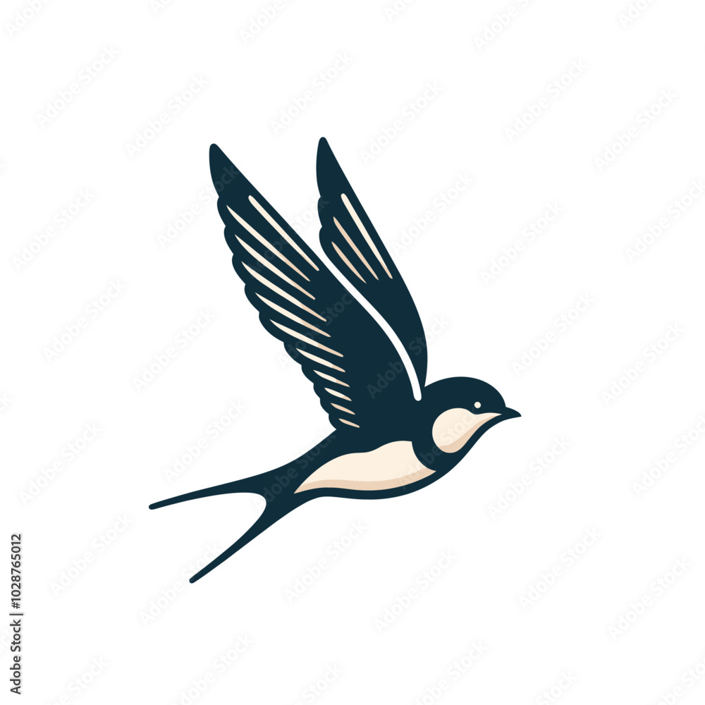 Obraz premium beautiful swallow flying isolated vector illustration