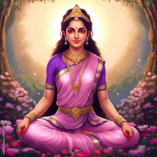 Goddess Sita seated in a me...