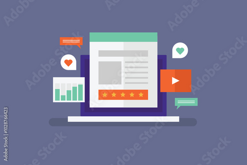 Content Performance monitoring. Content analytics software, Content performance on social media channels, Digital marketing tool. Vector illustration concept.