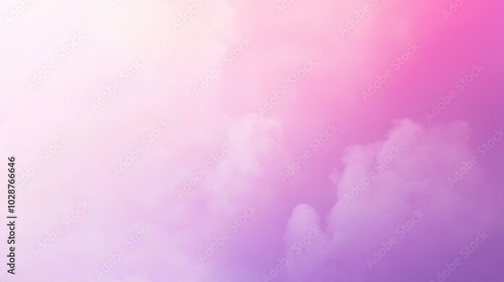 Fototapeta premium Soft, pink and purple gradient sky with white clouds.