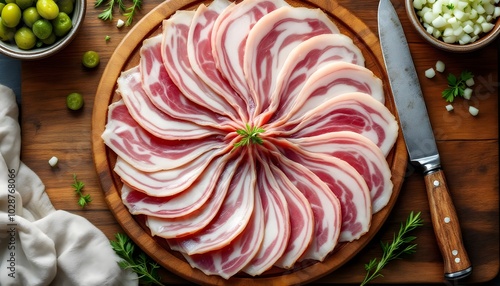 Kip Kap - Belgian Head Cheese with Pickles Served on a Wooden Platter (Belgian Cuisine) photo