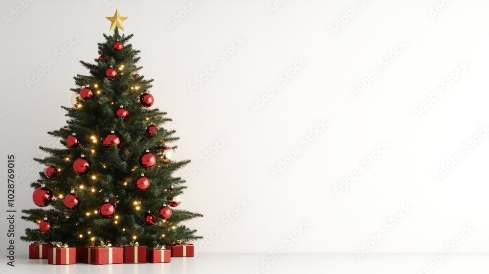 decorated christmas tree with lights and colourful ornamnets decorated christmas tree with lights and colourful ornamnets