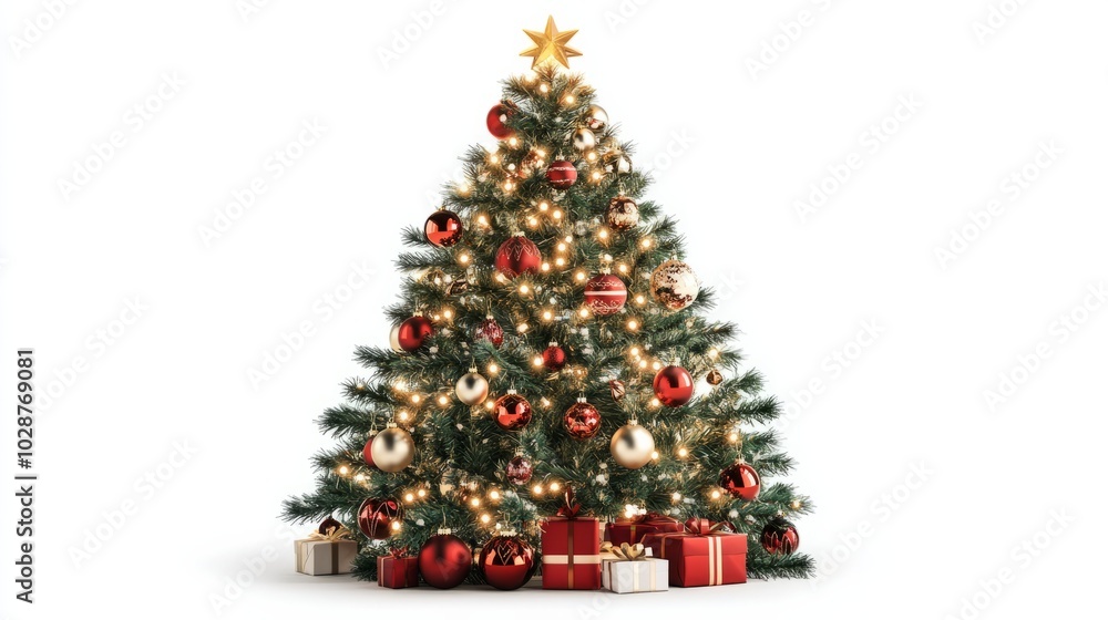 decorated christmas tree with lights and colourful ornamnets decorated christmas tree with lights and colourful ornamnets