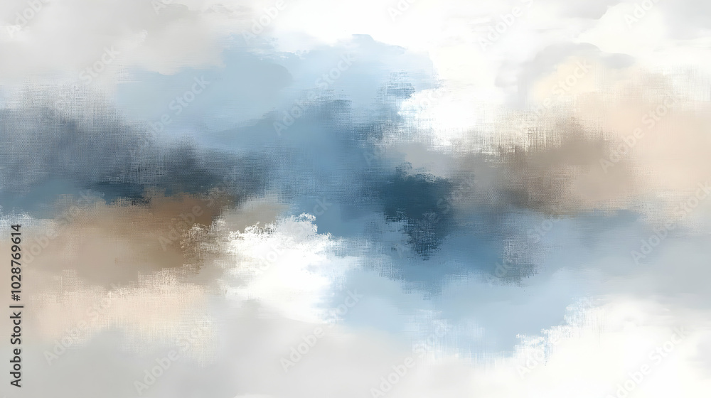 Abstract painting with soft blue and beige tones, evoking calmness. Abstract painting with soft blue and beige tones, evoking calmness.