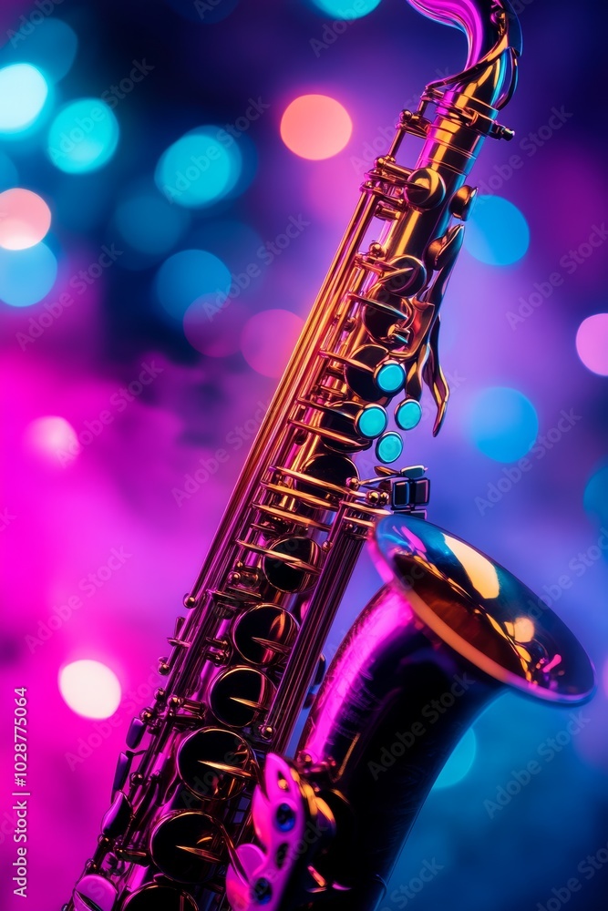 Fototapeta premium Vibrant Macro Shot of Saxophone Keys