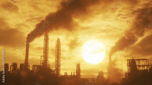 Environmental Hazard Revealed: Industrial Pollution at Sunset