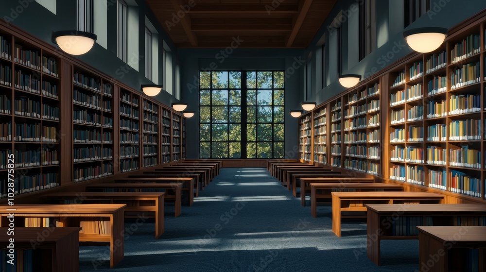 Study Area in University Library with Natural Light Study Area in University Library with Natural Light