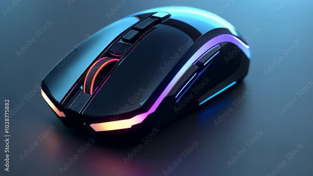 Illuminated wireless gaming mouse transitioning through a spectrum of colors Illuminated wireless gaming mouse transitioning through a spectrum of colors