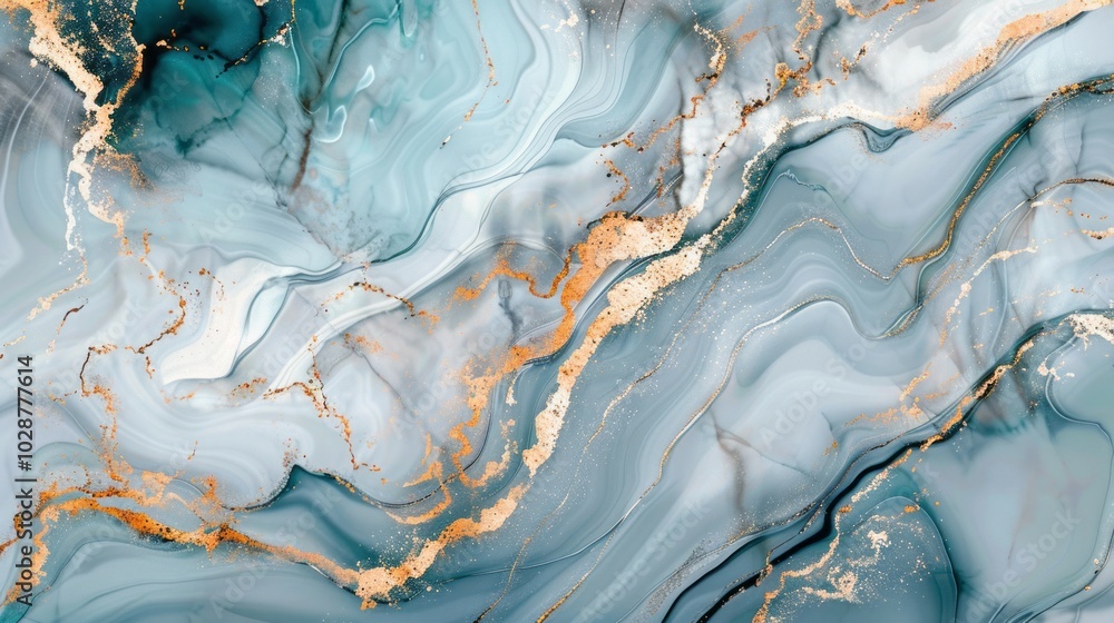 Fototapeta premium Blue marble ink pattern with colorful swirls – abstract texture background for elegant wallpaper, artistic interior design, and creative digital projects