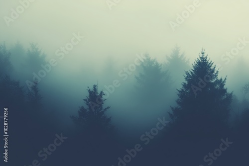 Enchanted Foggy Forest: A Serene Woodland Scene