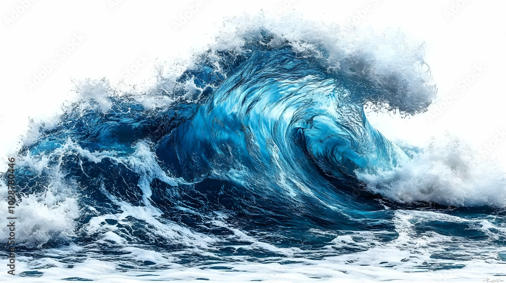 Obraz premium A dynamic wave showcasing vibrant blue ocean energy and motion.