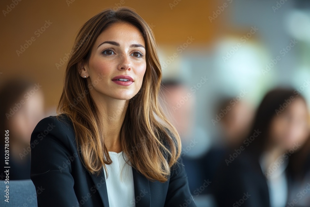 Business woman addressing a meeting in office, Generative AI Business woman addressing a meeting in office, Generative AI