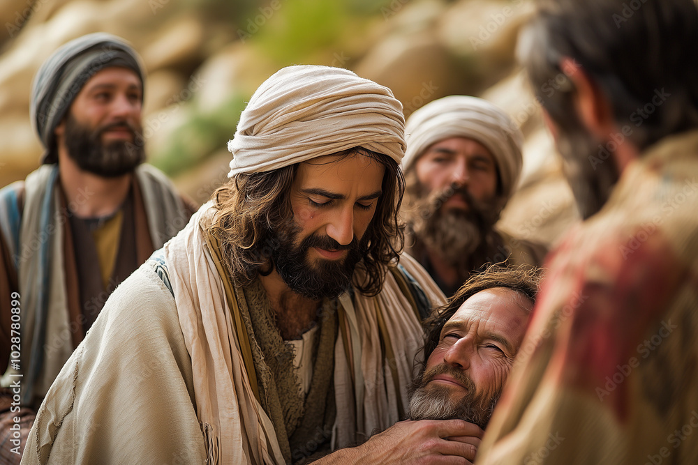 Jesus Christ Healing a Man - Religious Art Jesus Christ Healing a Man - Religious Art