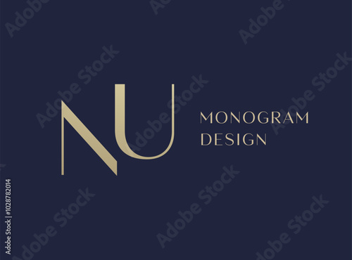 NU or UN letter logo icon design. Classic style luxury initials monogram.