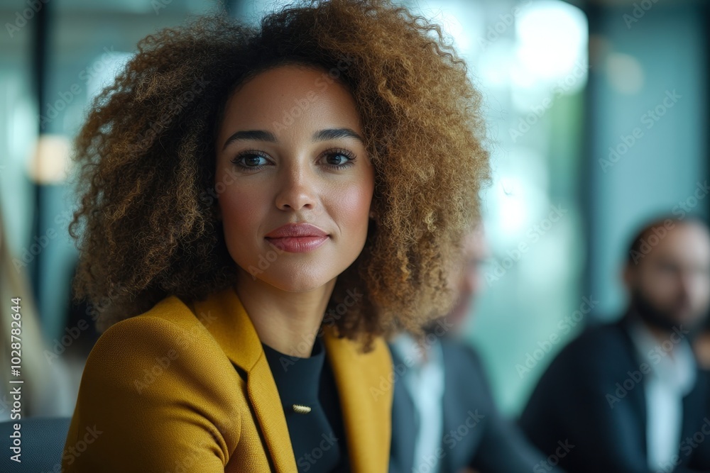 Obraz premium Professional business woman meeting with colleagues in an office boardroom, Generative AI