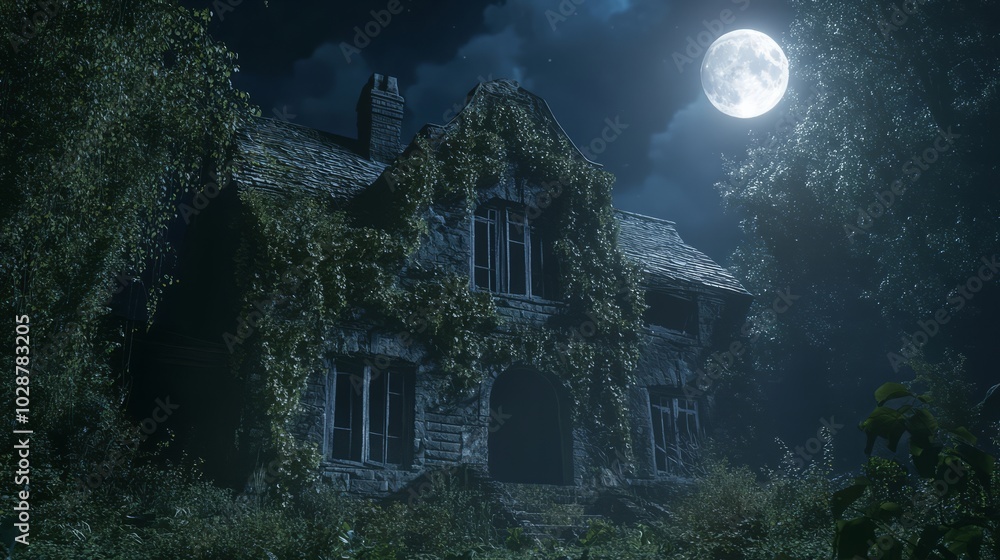 scary house in spooky forest with moonlight scary house in spooky forest with moonlight