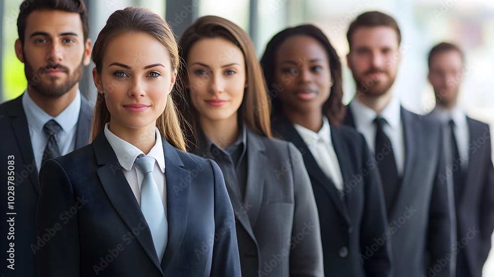 A group of business professionals in formal attire standing together,showcasing a committed corporate workforce in a professional setting. A group of business professionals in formal attire standing together,showcasing a committed corporate workforce in a professional setting.