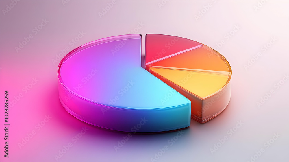 Obraz premium 3D Floating Pie Chart with Glowing Percentages: Master Data Visualization & Business Trends for Financial Infographics