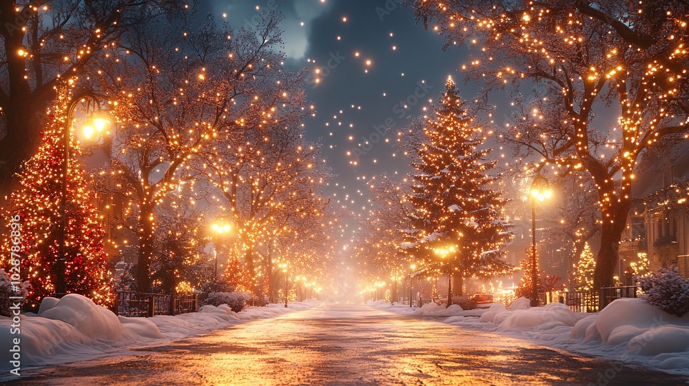 Christmas Lights and Decorations in a Winter Wonderland Christmas Lights and Decorations in a Winter Wonderland