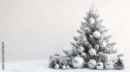 Wallpaper Mural white and snowy christmas tree, minimalistic  Torontodigital.ca