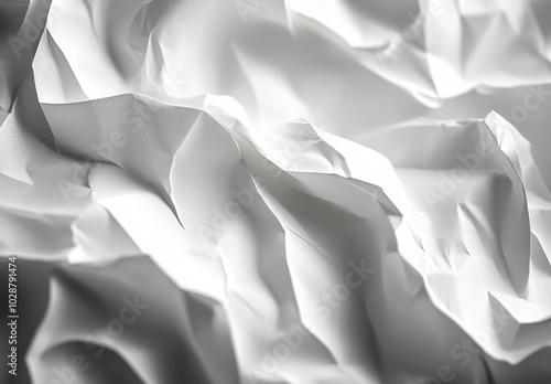 Textured white paper layers creating a delicate and intricate pattern in soft...