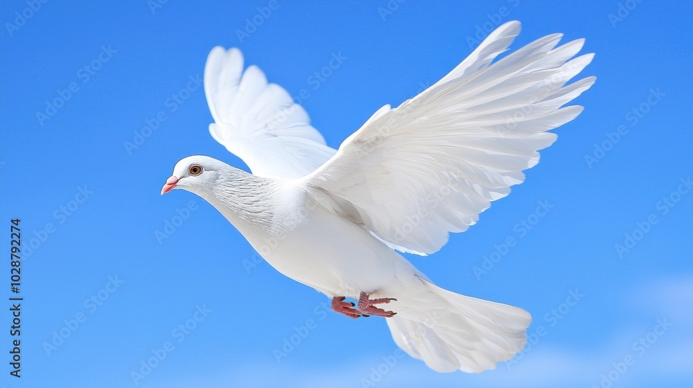 Fototapeta premium A white dove flies in the sky
